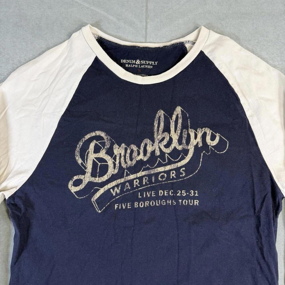 Ralph Lauren Denim Supply Raglan Shirt Mens Small Navy Brooklyn Warriors NYC - Picture 2 of 6